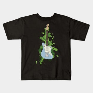 Offset Style Electric Guitar Sonic Blue Color Kids T-Shirt